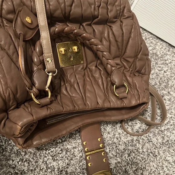 Miu Miu Brown/Mauve Quilted Leather Bag - Picture 7 of 14